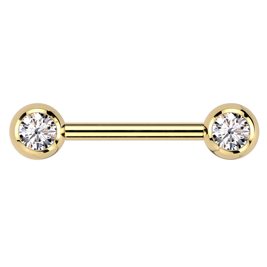Cherry Diva Nipple Ring Gold 14 Gauge Internally Threaded Titanium Crystal Nipple Barbell
