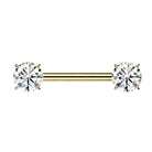 Cherry Diva Nipple Ring Gold 14 Gauge Titanium Prong Set Crystal Nipple Barbell