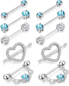 Limited Edition 10 Pack Blue Crystal Heart Nipple Shield Set