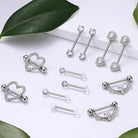 Cherry Diva Nipple Ring Multi Pack Of 10 Silver Crystal Nipple Bars