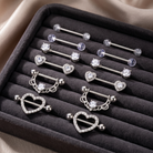 Cherry Diva Nipple Ring Multi Pack Of 10 Silver Crystal Nipple Bars