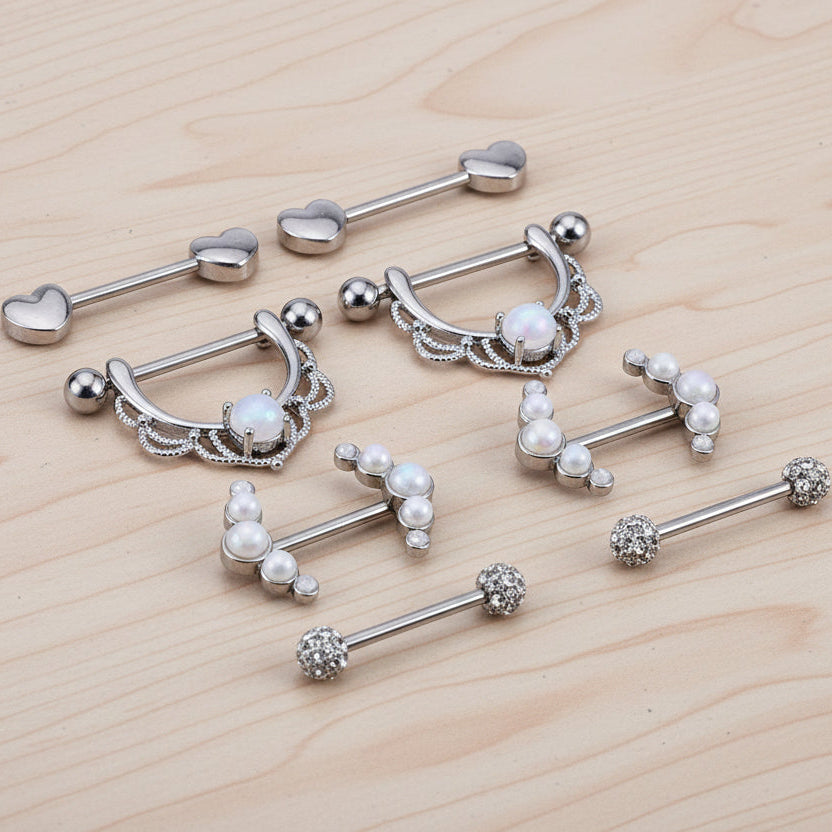 Cherry Diva Nipple Ring Multi Pack Of 8 Opal Nipple Bars