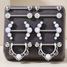 Cherry Diva Nipple Ring Multi Pack Of 8 Opal Nipple Bars