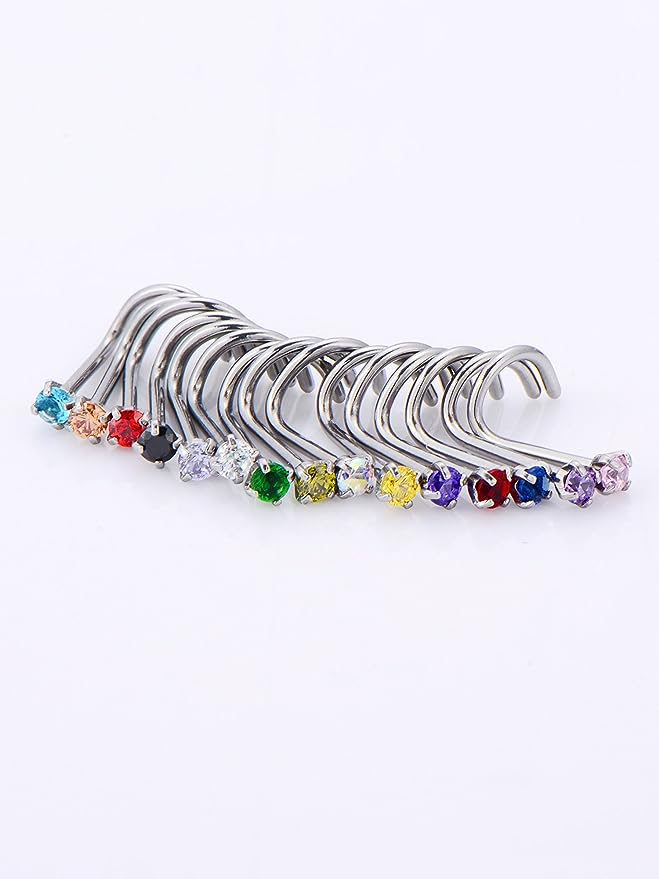 Limited Edition 15 Pack Curved Crystal Nose Studs