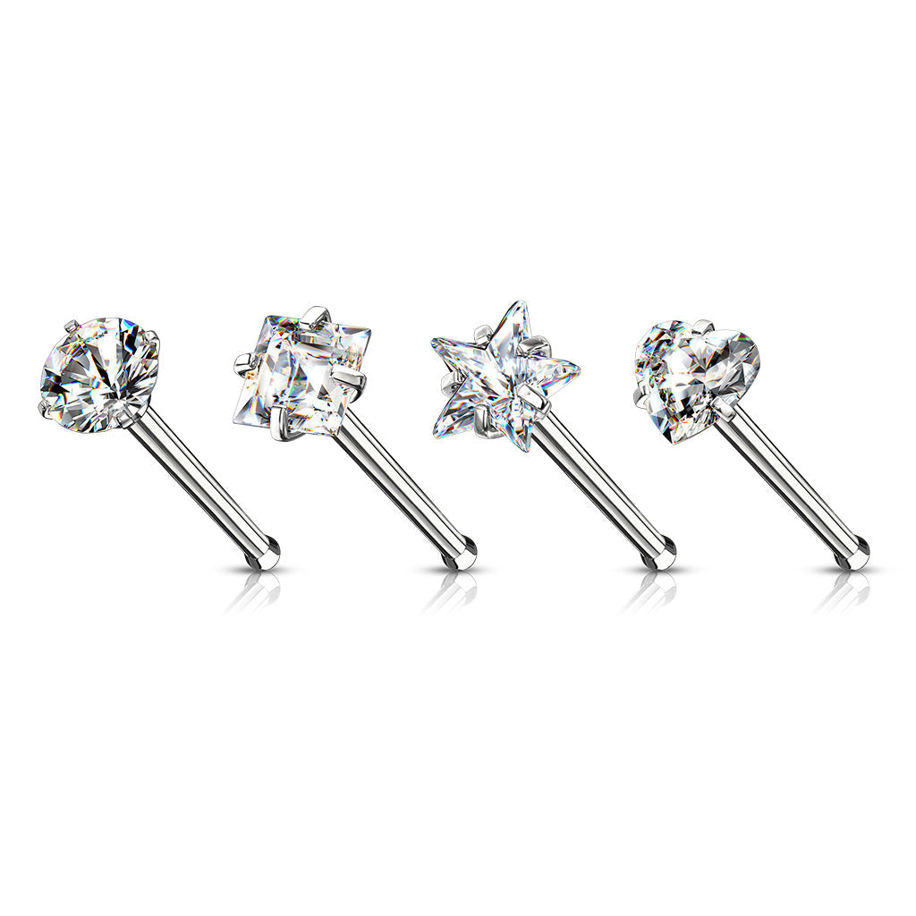 20 Gauge 4 Pack Crystal Nose Studs