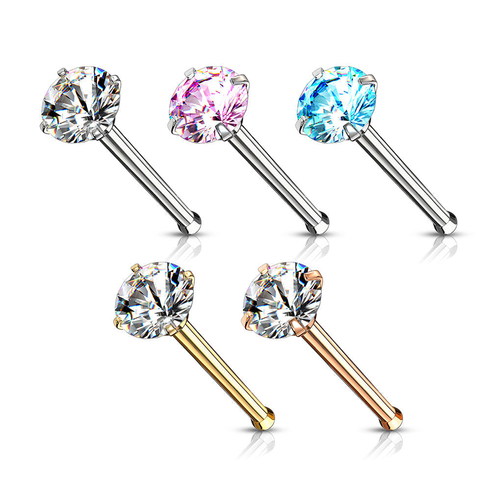 20 Gauge 4 Pack Rainbow Crystal Nose Studs