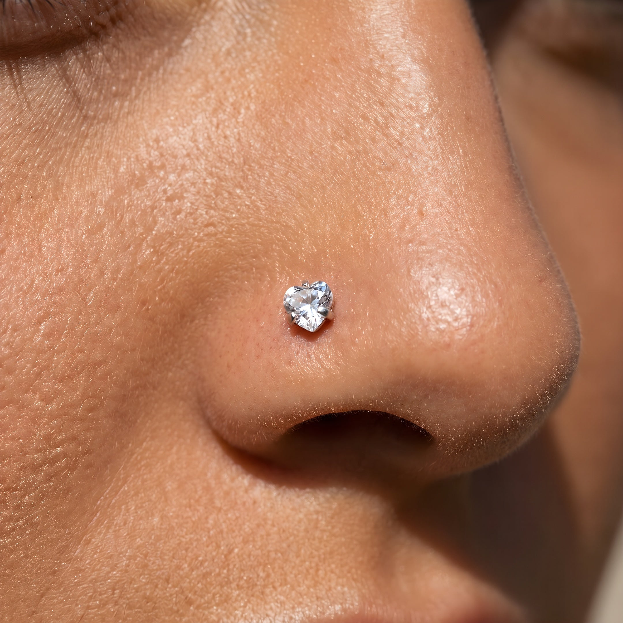 Cherry Diva Nose Stud 20 Gauge Hypoallergenic Heart Top Nose Stud