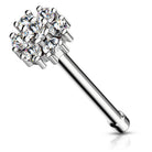 Cherry Diva Nose Stud 20 Gauge Surgical Steel Crystal Flower Top Nose Stud