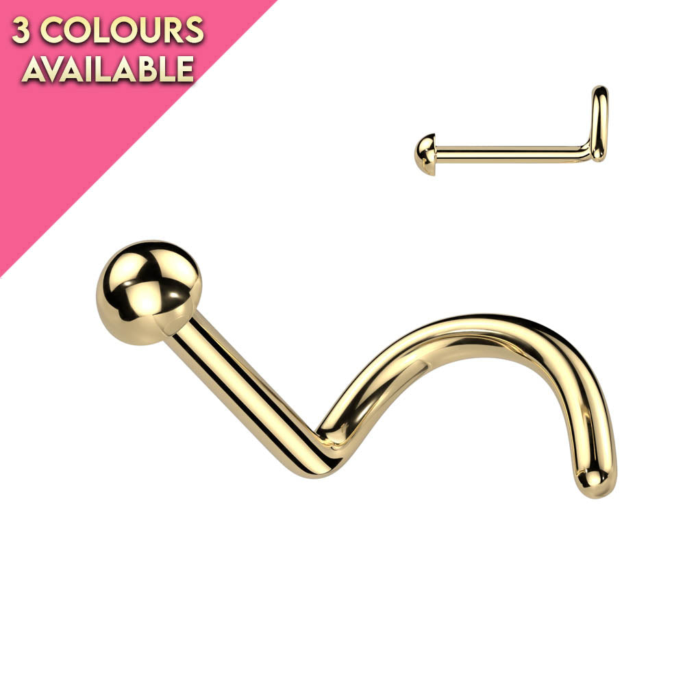 Stud Nez Piercing En Or Jaune 9K Avec Péridot Rond - 22G L Bend | Pierre Cristal Véritable