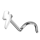 Cherry Diva Nose Stud 20 Gauge Titanium Lightening Bolt Screw Style Nose Stud