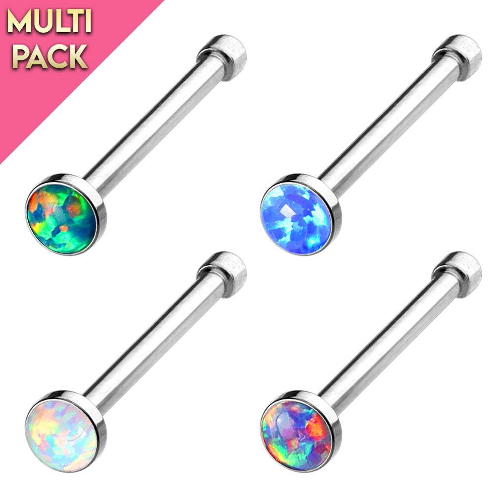 4 Pack Opal Set Nose Studs