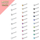 Cherry Diva Nose Stud Multi Pack Of 30 Straight Silver Nose Studs