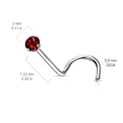 Cherry Diva Screw Nose Ring 20 Gauge Titanium Prong Set Crystal Screw Nose Stud