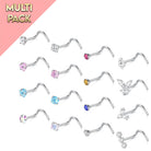 Cherry Diva Screw Nose Ring Multi Pack Of 16 Curved Crystal Nose Studs