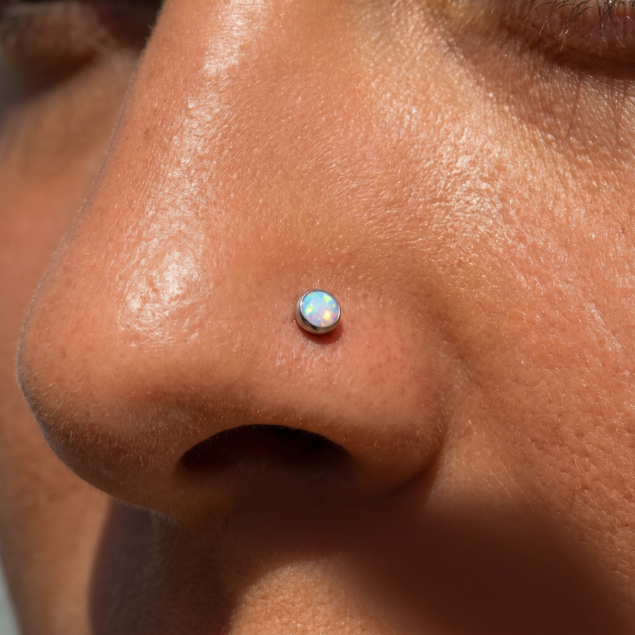 Cherry Diva Screw Nose Stud 20 Gauge Hypoallergenic Opal Top Nose Screw Stud