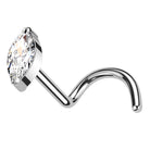 Cherry Diva Screw Nose Stud 20 Gauge Titanium Crystal Screw Nose Stud