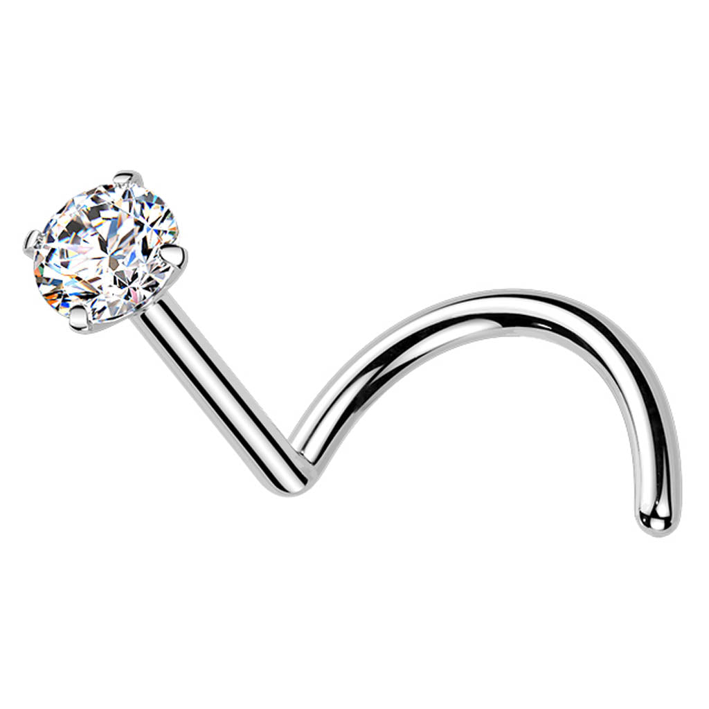 Cherry Diva Screw Nose Stud 20 Gauge Titanium Moissanite Screw Nose Stud