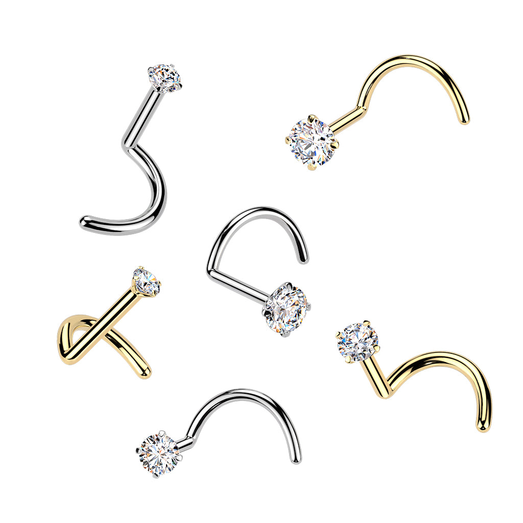 Cherry Diva Screw Nose Stud 20 Gauge Titanium Moissanite Screw Nose Stud