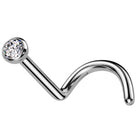 Cherry Diva Screw Nose Stud 20 Gauge Titanium Threadless Crystal Screw Nose Stud