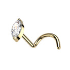 Cherry Diva Screw Nose Stud Gold 20 Gauge Titanium Crystal Screw Nose Stud