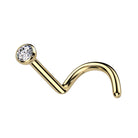 Cherry Diva Screw Nose Stud Gold 20 Gauge Titanium Threadless Crystal Screw Nose Stud