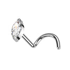 Cherry Diva Screw Nose Stud Silver 20 Gauge Titanium Crystal Screw Nose Stud