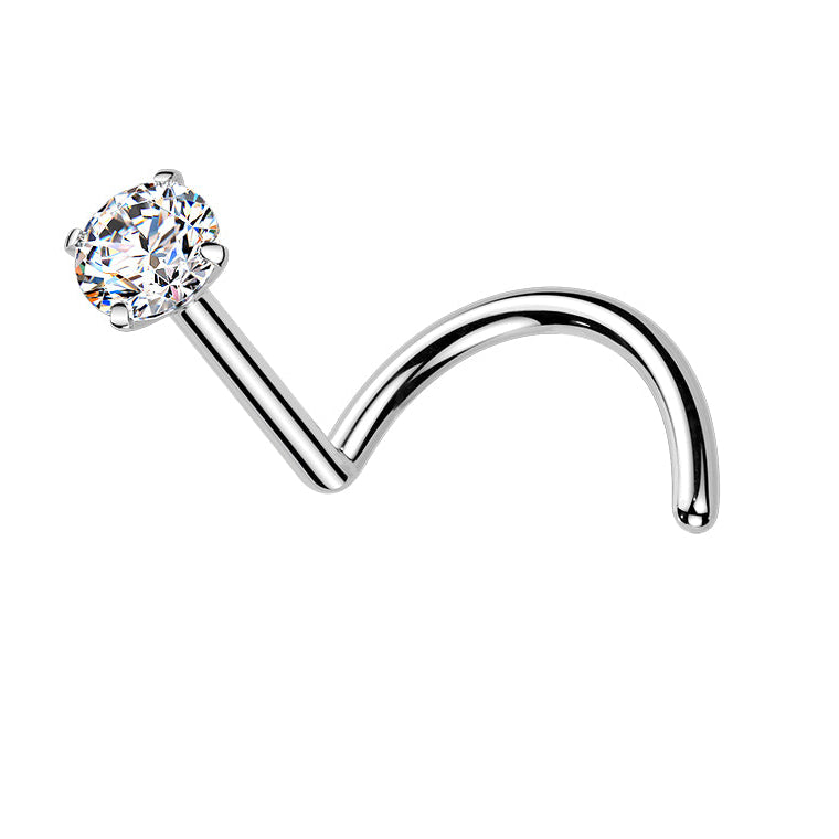 Cherry Diva Screw Nose Stud Silver 20 Gauge Titanium Moissanite Screw Nose Stud