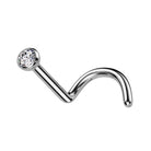 Cherry Diva Screw Nose Stud Silver 20 Gauge Titanium Threadless Crystal Screw Nose Stud