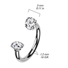 Cherry Diva Septum Ring 16 Gauge Titanium Internally Threaded Crystal Ends Circular Barbell