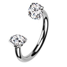 Cherry Diva Septum Ring 16 Gauge Titanium Internally Threaded Crystal Ends Circular Barbell