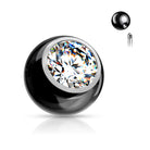 Cherry Diva Spare Parts Black / SINGLE BALL 14 Gauge Externally Threaded Surgical Steel Crystal Ball End