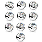 Cherry Diva Spare Parts SET OF 10 BALLS / 14 Gauge Externally Threaded Surgical Steel Crystal Ball End - Silver