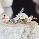 Cherry Diva Stud 16 Gauge Crystal Flower & Vine Cartilage / Tragus Stud