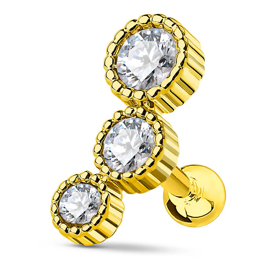 Cherry Diva Stud 16 Gauge Crystal Trio Cartilage / Tragus Stud