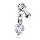 Cherry Diva Stud 16 Gauge Dangling Crystal Heart Cartilage Stud