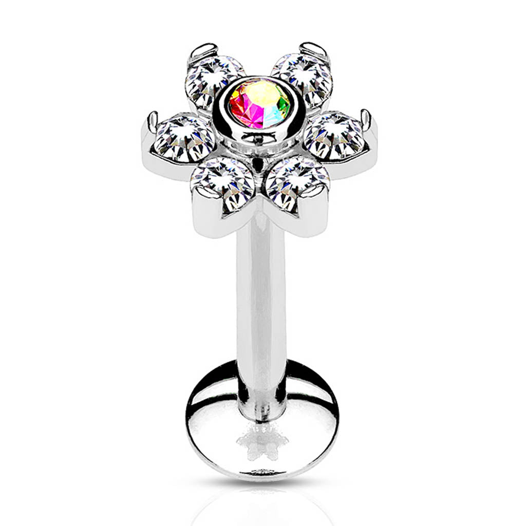 Cherry Diva Stud 16 Gauge Flat Back Internally Threaded Aurora Flower Stud