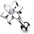 Cherry Diva Stud 16 Gauge Hypoallergenic Five Petal Crystal Flower Stud