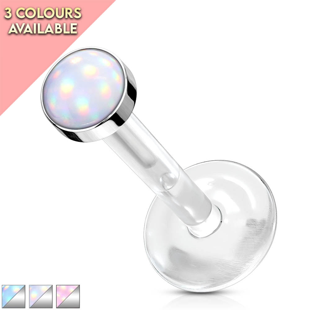 Cherry Diva Stud 16 Gauge Opal Top Bioflex Stud for Labret, Cartilage, Monroe & More