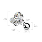 Cherry Diva Stud 16 Gauge Silver Crystal Paw Cartilage Stud
