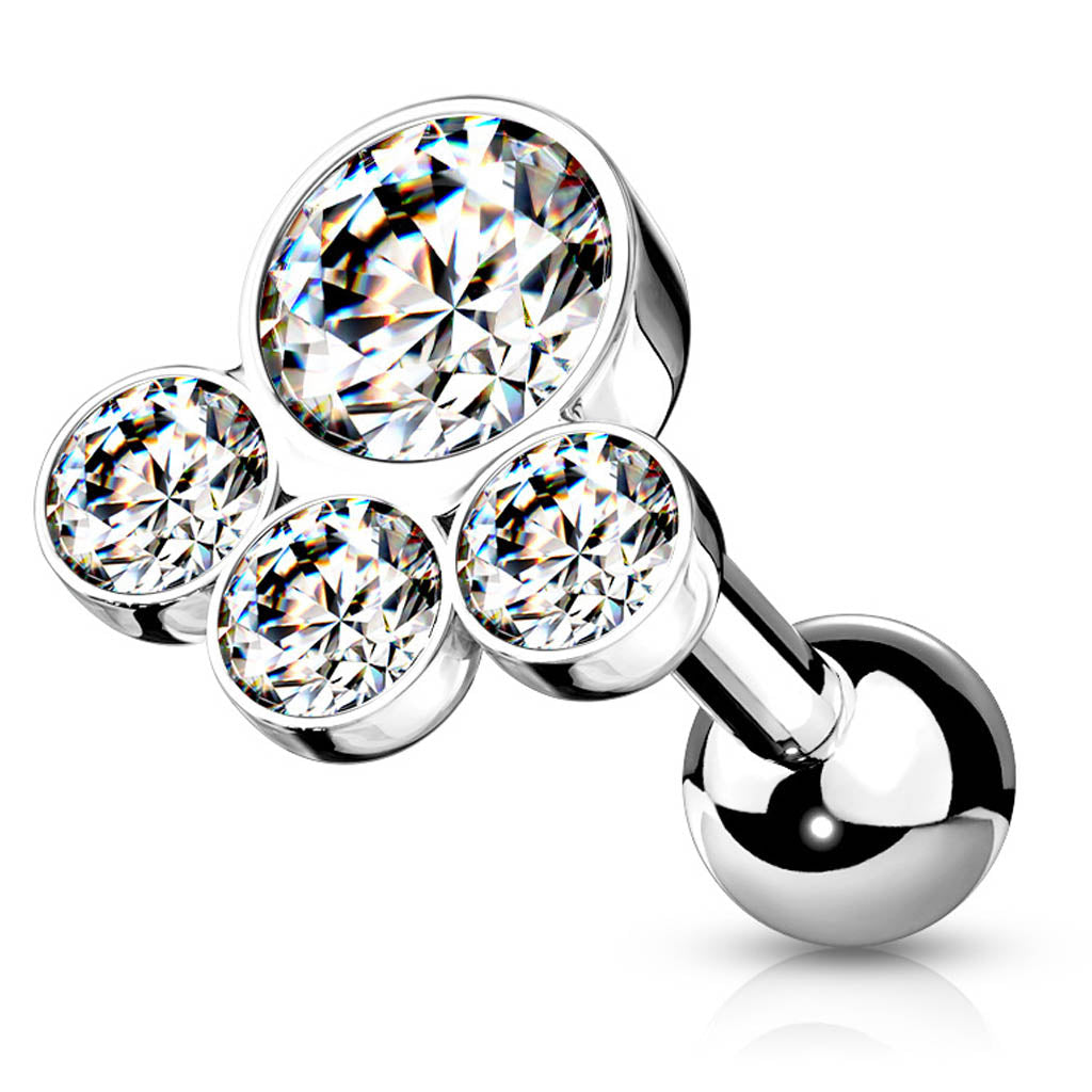 Cherry Diva Stud 16 Gauge Silver Crystal Paw Cartilage Stud