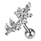 Cherry Diva Stud 16 Gauge Silver Crystal Vine Cartilage Stud
