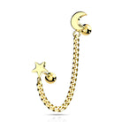 Cherry Diva Stud GOLD 16 Gauge Moon & Stars Chain Linked Stud