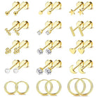 Cherry Diva Stud Gold Multi Pack of 15 Pairs Of Studs & Hoop Earrings