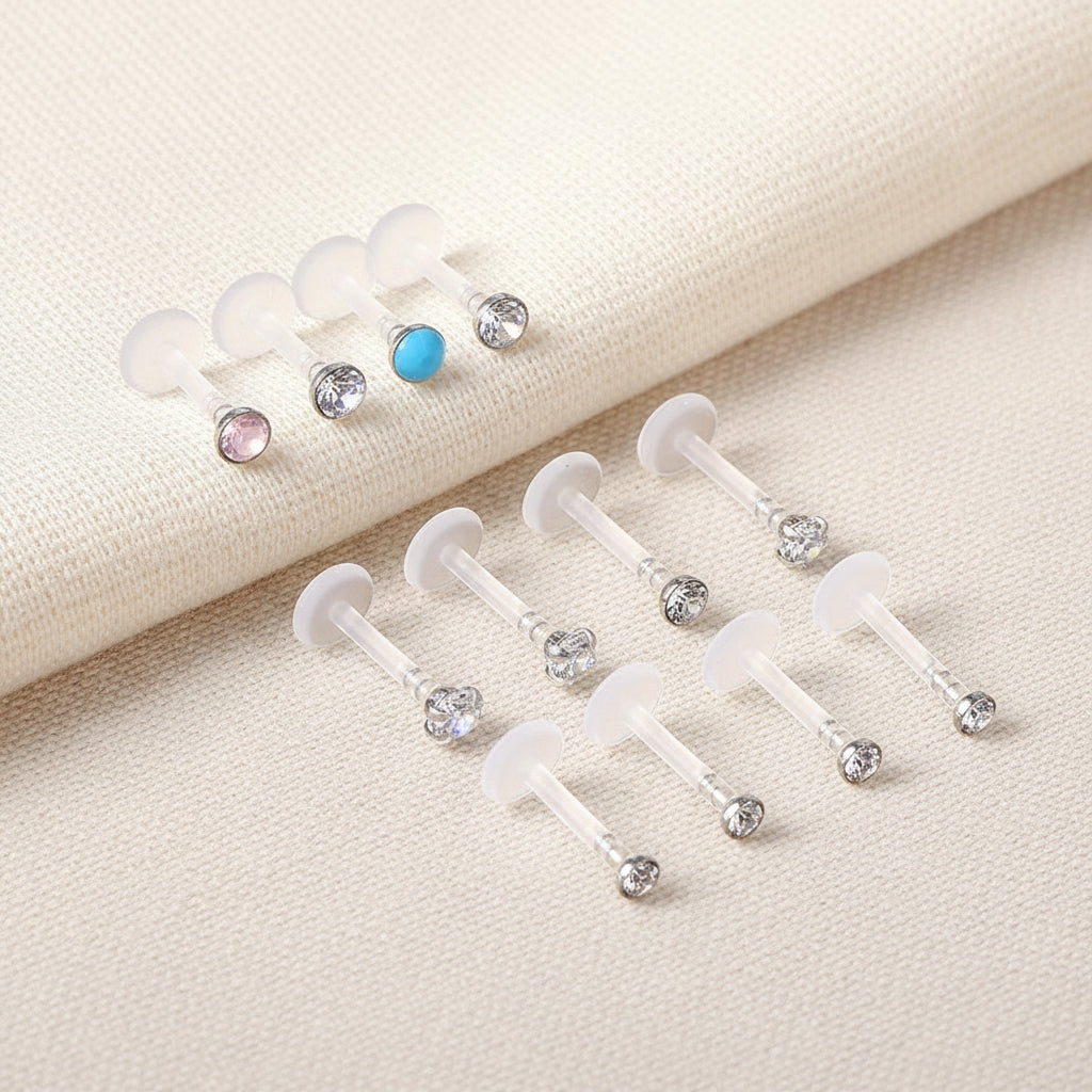 Cherry Diva Stud Multi Pack Of 12 Pack Bioflex Cartilage / Labret Studs