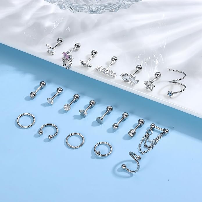 Cherry Diva Stud Multi Pack Of 20 Silver Hoops And Studs