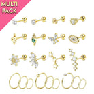 Limited Edition 21 Pack Golden Cartilage Studs And Hoops