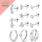 Cherry Diva Stud Multi Pack of 11 Cartilage Studs & Hoops
