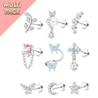 Cherry Diva Stud Multi Pack of 12 Cartilage Studs & Hoops