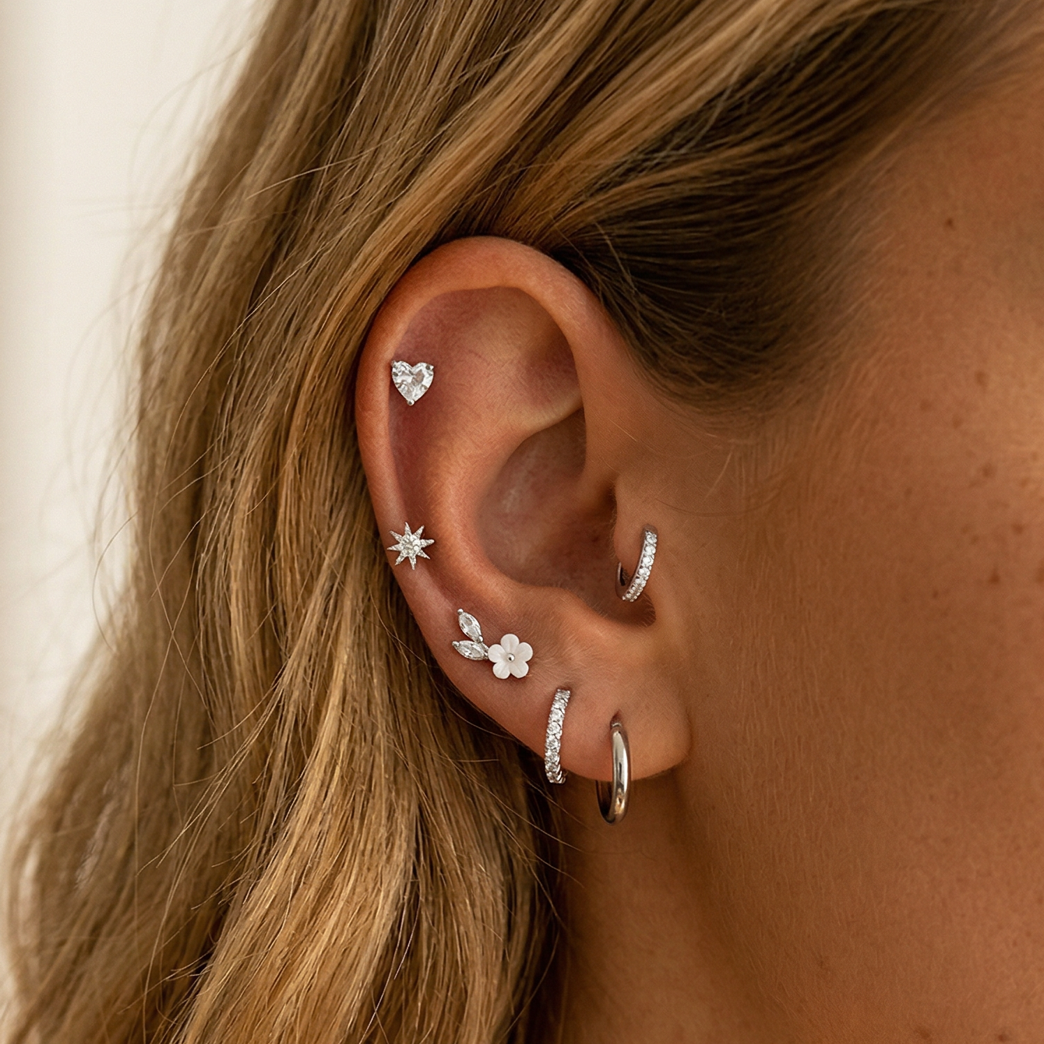 Cherry Diva Stud Multi Pack of 12 Cartilage Studs & Hoops