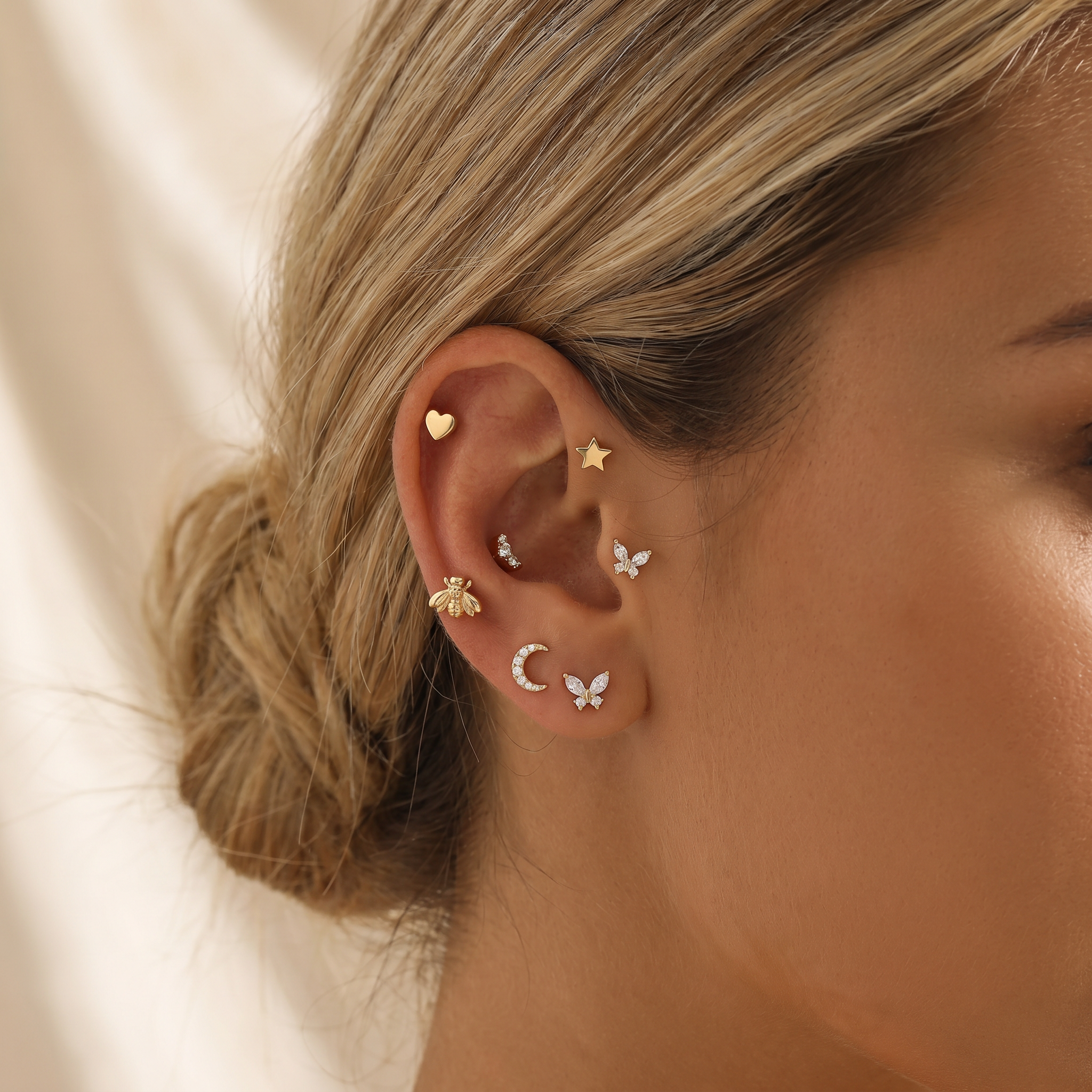 Cherry Diva Stud Multi Pack Of 12 Crystal Cartilage / Labret Studs